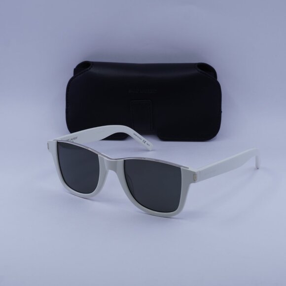 Saint Laurent SL 51 CUT 003 Square Sunglasses - Ivory/Silver/Grey - Picture 6 of 10